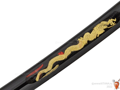 Катана, меч самурайский "Золотой Дракон" в подарочном футляре