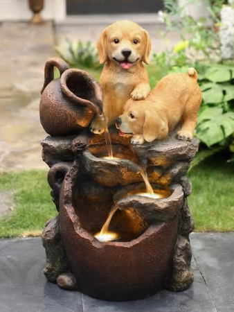 Фонтан для дачи и сада с подсветкой ''Щенки'