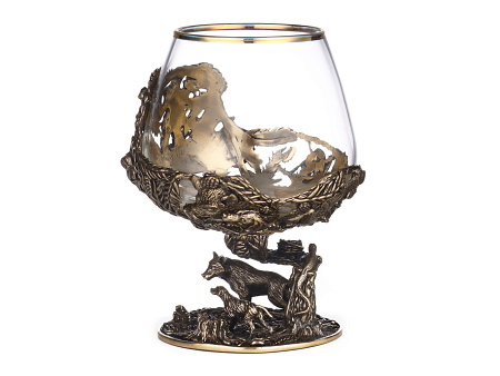 Бокалы для коньяка "Охота Элит" 2шт. (Волк, Медведь) в кейсе