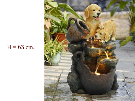 Фонтан для дачи и сада с подсветкой ''Щенки'