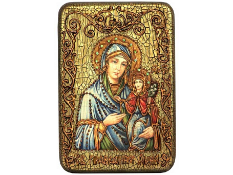 Настольная икона "Святая праведная Анна, мать Пресвятой Богородицы" на мореном дубе