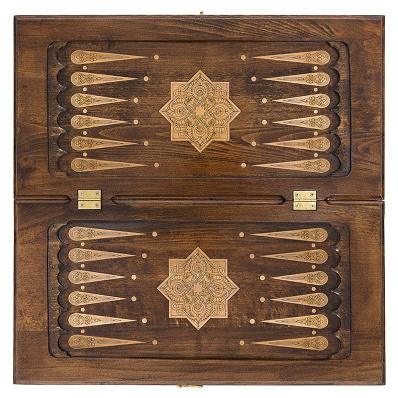 Нарды и Шашки резные "Золотой Узор 1", 40см.