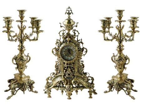 Каминные часы с канделябрами в наборе "Ажур", золото