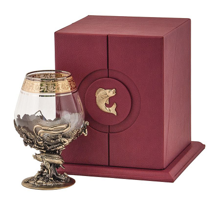 Бокал для коньяка "Рыбалка" (Осетр) Богемия, отделка "Флорис"