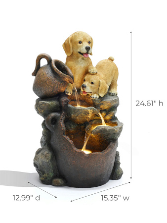 Фонтан для дачи и сада с подсветкой ''Щенки'