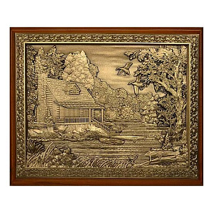 Деревянная ключница настенная "Домик охотника" (малая) 26х21 см