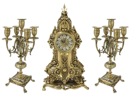 Каминные часы с канделябрами в наборе "Арте Нова", золото
