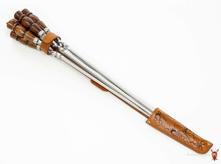 Набор шампуров с деревянной ручкой (6 шт.) в чехле