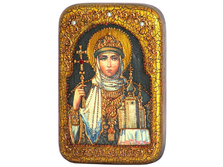 Настольная икона "Святая Равноапостольная княгиня Ольга" на мореном дубе