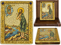 Именная икона "Преподобный Алексий, человек Божий" на мореном дубе