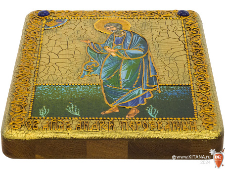 Подарочная икона "Святой апостол Андрей Первозванный" на мореном дубе