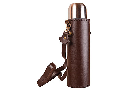 Термос походный в оплетке из натуральной кожи