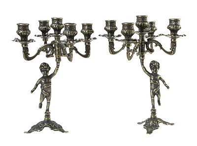 Пара подсвечников "Амур" на 5 свечей, антик