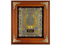 Деревянная ключница настенная "Подкова" с золочением 34х29 см