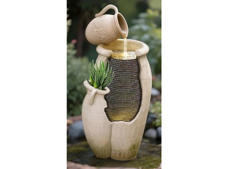 Фонтан для дачи и сада "Каскад" кувшин модерн с подсветкой 