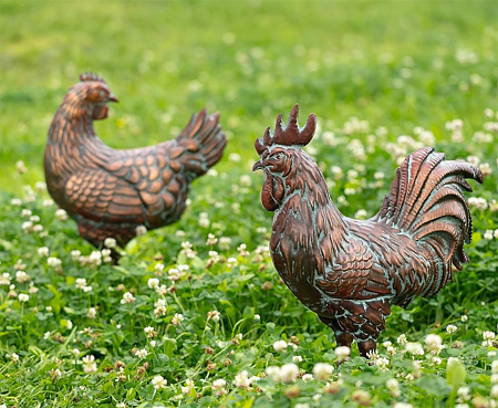 Фигуры садовые Петух и Курица (пара)