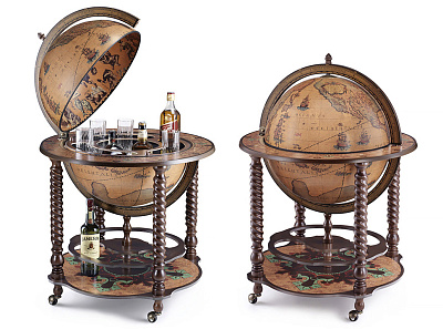 Глобус - бар напольный с витыми ножками "Бахус", Ø50 см.