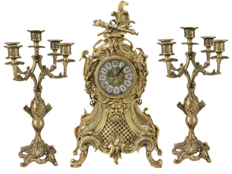 Каминные часы с канделябрами в наборе "Карранка Тападо", золото