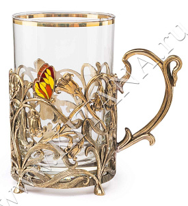 Подстаканник "Колокольчики" с ложкой в подарочном футляре