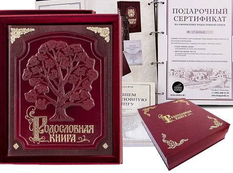 Родословная книга в кожаной обложке  (в футляре с бархатным ложементом)