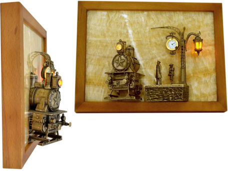 Картина из оникса "Поезд" с подсветкой