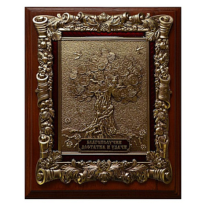 Деревянная ключница настенная "Денежное дерево" (малая) 26х21 см