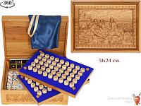 Игра настольная Русское лото "Охотники на привале", с бочонками, в резном ларце