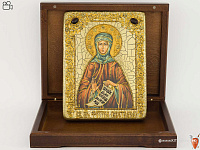 Именная икона "Преподобная Фотиния (Светлана) Палестинская" на мореном дубе