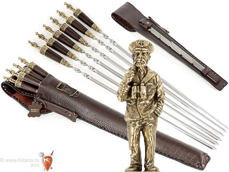 Набор шампуров "Капитан" (6 шт.) в колчане с раскладным мангалом