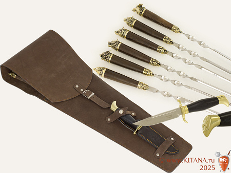 Шампуры (6шт.) "Мечта Охотника" с ножом в колчане