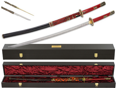 Катана "Шиматцу" с кинжалами когаи и козука в подарочном футляре