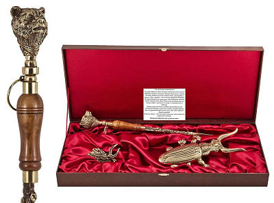 Подарочный набор "Денщик", (ложка с головой медведя)