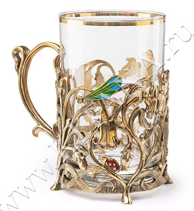 Подстаканник "Колокольчики" с ложкой в подарочном футляре