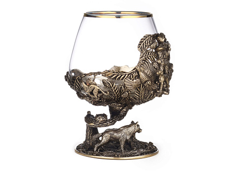 Бокалы для коньяка "Охота Элит" 2шт. (Волк, Медведь) в кейсе