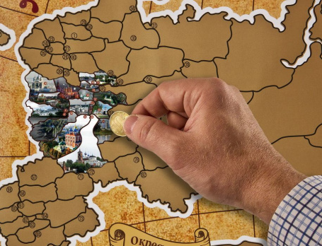 Скретч-карта в багете "100 мест в России, которые нужно увидеть"