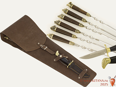 Шампуры (6шт.) "Мечта Охотника" с ножом в колчане