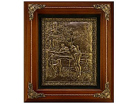 Деревянная ключница настенная "Охотник с собакой" 34х29 см