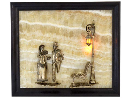 Картина из оникса "Вечерняя прогулка" с подсветкой