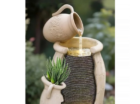 Фонтан для дачи и сада "Каскад" кувшин модерн с подсветкой 