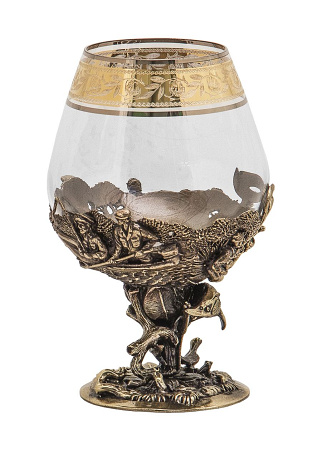 Бокал для коньяка "Рыбалка" (Осетр) Богемия, отделка "Флорис"