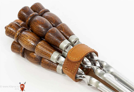 Набор шампуров с деревянной ручкой (6 шт.) в чехле