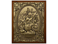 Деревянная ключница настенная "Цветы в вазе" (малая) 26х21 см