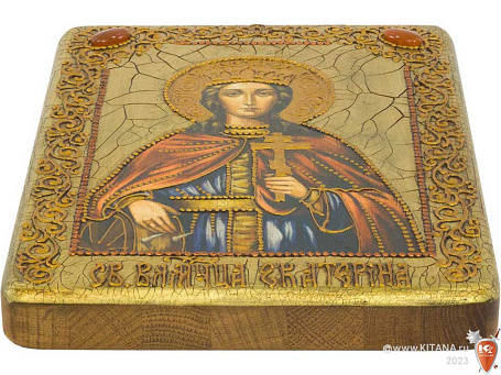 Подарочная икона "Святая великомученица Екатерина" на мореном дубе