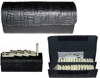 Домино профессиональное в пенале из тисненой телячьей кожи