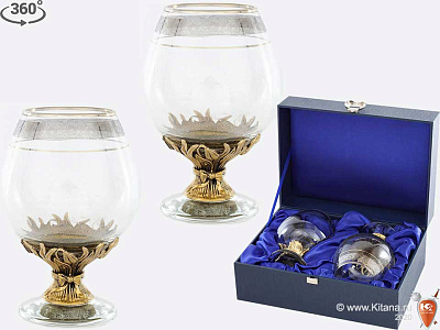 Набор бокалов для коньяка "Подснежники" в подарочном футляре