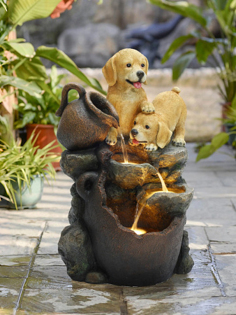 Фонтан для дачи и сада с подсветкой ''Щенки'