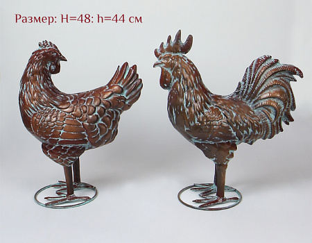Фигуры садовые Петух и Курица (пара)