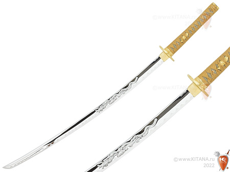 Катана, меч самурайский "Золотой Дракон" в подарочном футляре