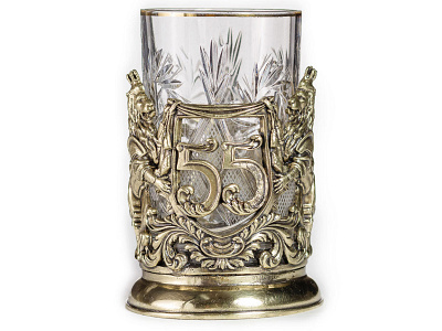 Подстаканник "С юбилеем! 55 лет" с ложкой в футляре