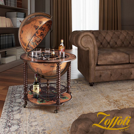 Глобус - бар напольный с витыми ножками "Бахус", Ø50 см.